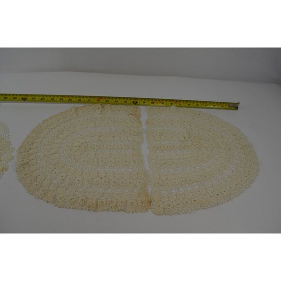 Hand Crocheted Doily Lot Vtg Round Wedding Table Country Tea Party Lacy Elegant - Picture 3 of 11